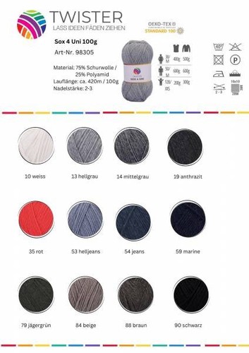 100g sox uni sockenwolle - 4,
